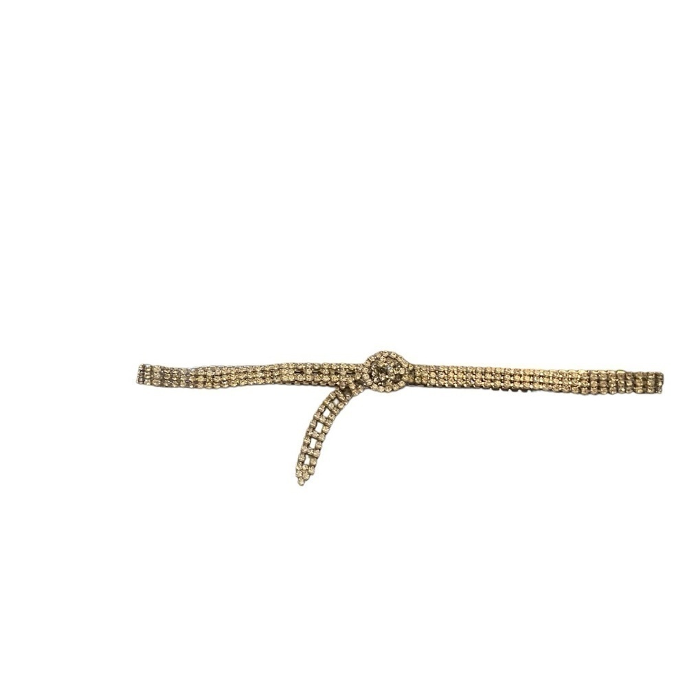 Vintage Silver Sparkling Prong Set Rhinestone Bling Belt Glam party